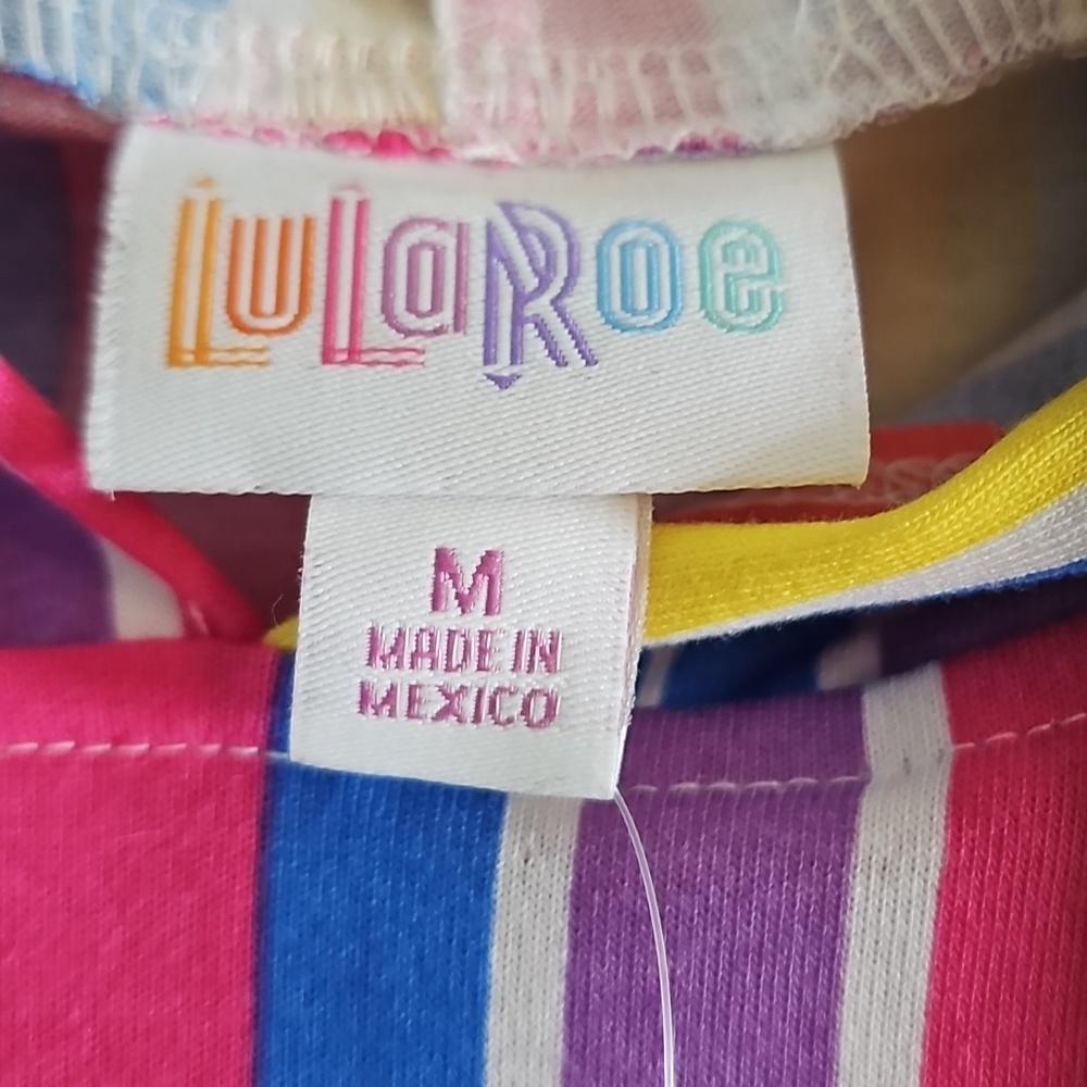 LuLaRoe Pink, Purple & Blue Striped Hooded Tank - Picture 3 of 4
